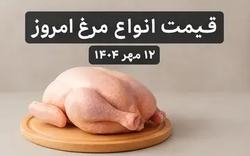 قیمت انواع مرغ امروز ۱۲ مهر ۱۴۰۴ اعلام شد + جدول کامل