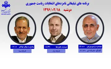 برنامه‌های امروز نامزدهای ریاست جمهوری در رسانه ملی