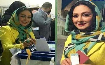 تیپ جالب خانم بازیگر پای صندوق رأی + عکس