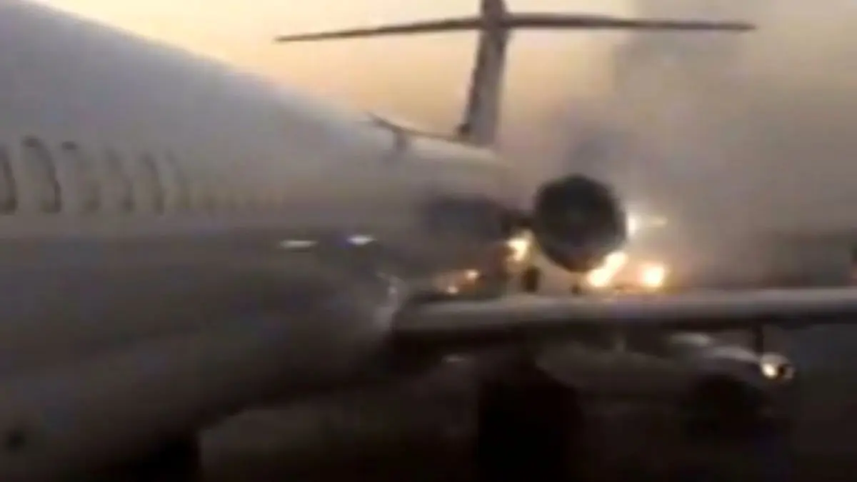 وحشتناک؛ لحظه انفجار موتور هواپیمای تهران – یزد هنگام بلند شدن! + ویدئو