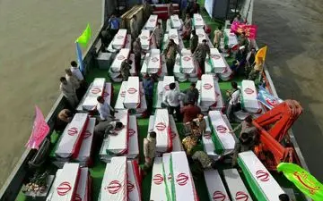ورود پیکر 130 شهید دوران دفاع مقدس به میهن اسلامی