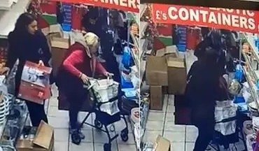 عمل غیراخلاقی زن جوان با زن سالخورده در فروشگاه! +فیلم 