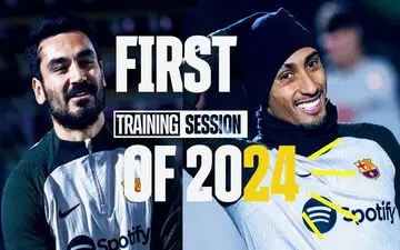 اولین تمرین تیم بارسلونا در سال 2024 + ویدئو