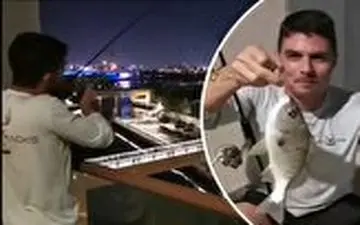 ماهیگیری از روی بالکن آپارتمان در ایام قرنطینه!