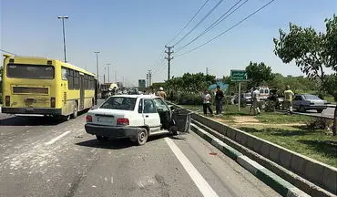  تصادف خودرو پراید با سمند در تهران 2 مصدوم برجا گذاشت