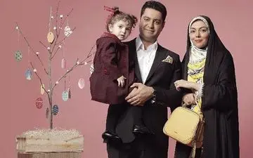 تیپ و ظاهر بهاری آزاده نامداری به همراه همسر و فرزندش در استودیو عکاسی (عکس)