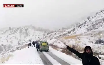 بارش برف شدید در مناطق زلزله زده کرمانشاه + فیلم