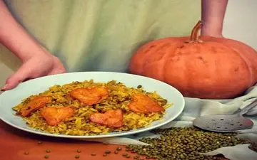 ماش پلو با کدو حلوایی خوشمزه به روش شمالی رو این طوری بپز