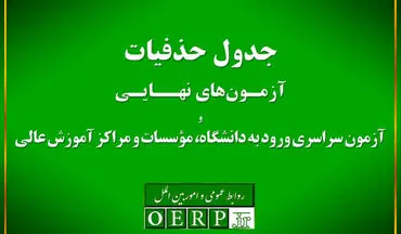 اعلام حذفیات امتحانات نهایی پایه‌های یازدهم، دوازدهم و کنکور