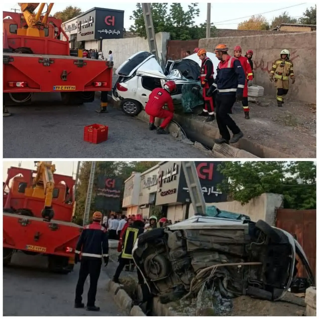 برخورد مرگبار ۲۰۶ با تیر برق فشار قوی/ عکس