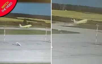 لحظه تیک‌آف هواپیما پس از خروج از باند فرودگاه