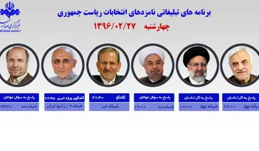 برنامه‌های امروز نامزدهای ریاست جمهوری در رسانه ملی