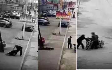 موتورسواری که مرگ را به چشم دید: ریزش بار تریلی و زنده ماندن معجزه‌آسا | فیلم