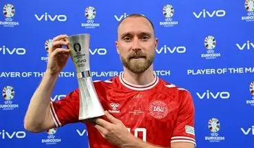 اریکسن بهترین بازیکن دیدار دانمارک - صربستان لقب گرفت 