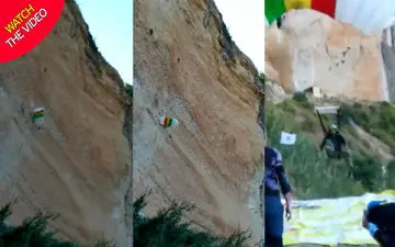 برخورد شدید چترباز فرانسوی به دیواره کوه 