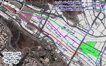 
اختصاصی فرتاک از مکه مکرمه و مسیرهای حجاج در روز عرفه+نقشه مسیر