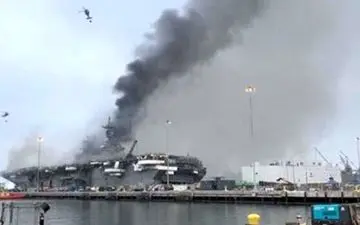 آتش سوزی در دومین ناو جنگی آمریکا