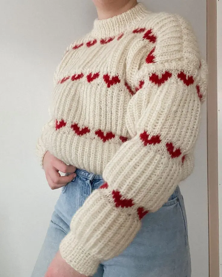 HEART-SWEATER-Knitting-pattern-Norwegian-vintage-knitting-pattern-translated-to-English-digital-pattern-pdf