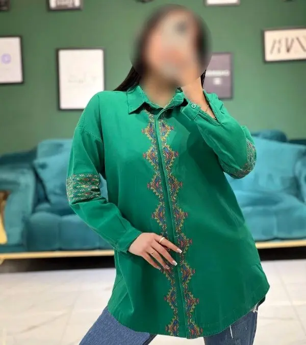 شومیز کتان گلدوزی