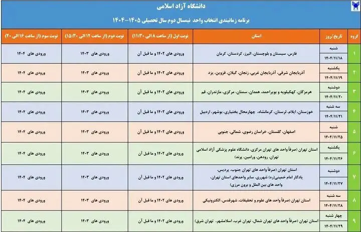 انتخاب واحد نیم‌سال دوم دانشگاه آزاد از فردا آغاز می‌شود