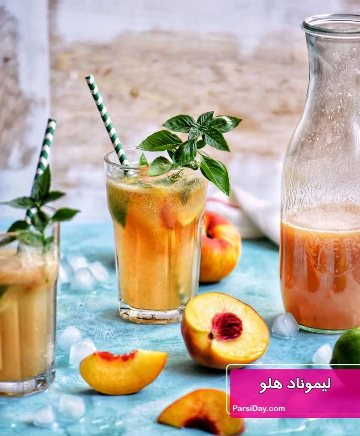 نوشیدنی تابستونی آوردم براتون| لیموناد هلو با لیموترش و آب گازدار