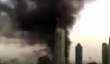 آتش سوزی در ساختمان‌های اطراف برج خلیفه + فیلم