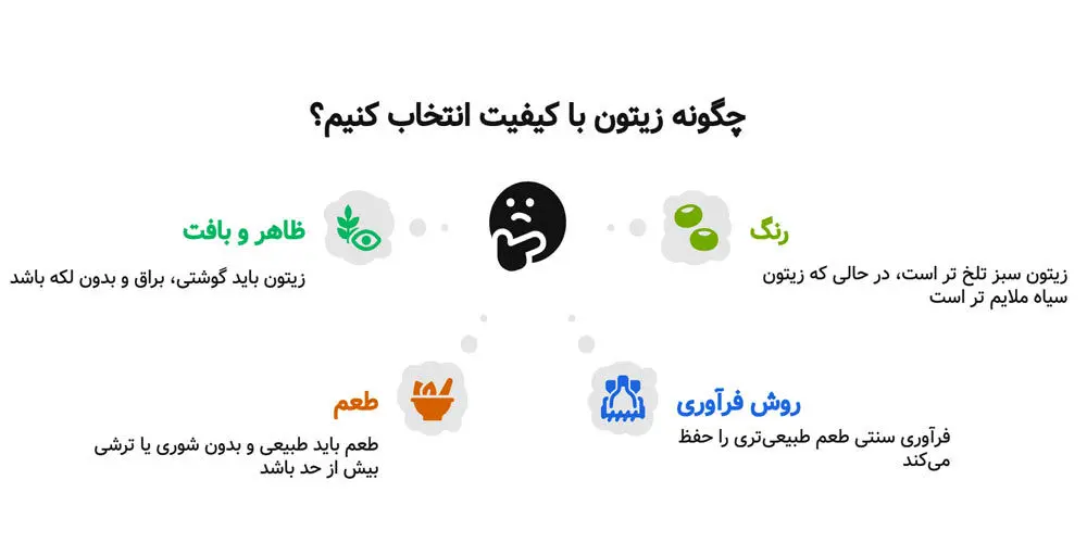 تصویر اینفوگرافیک درباره راهنمایی خرید زیتون