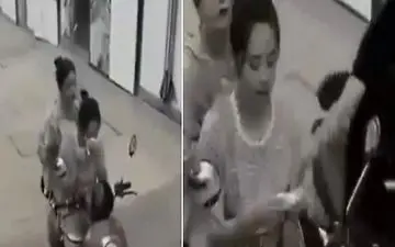 سارق موتور سواری که به کاهدان زد