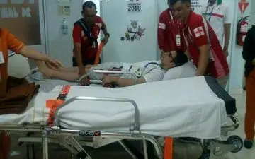 ژیمناست ایرانی کمی قبل از آغاز فینال آسیب دید