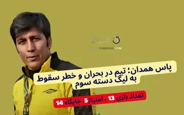 روزهای سخت پاس همدان؛ تیم در بحران و خطر سقوط به لیگ دسته سوم