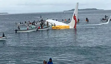 نجات مسافران هواپیمای غرق شده در نزدیکی یک جزیره + فیلم 