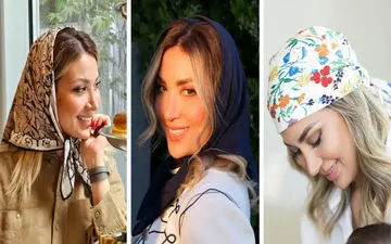 مدل‌های بستن مینی‌اسکارف به سبک همسر خوش‌سلیقه بهرام رادان