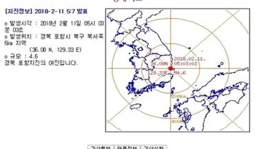  زلزله 4.6 ریشتری در کره جنوبی