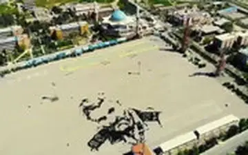 طرح گرافیکی  از چهره شهید حاج قاسم سلیمانی در دانشکده افسری