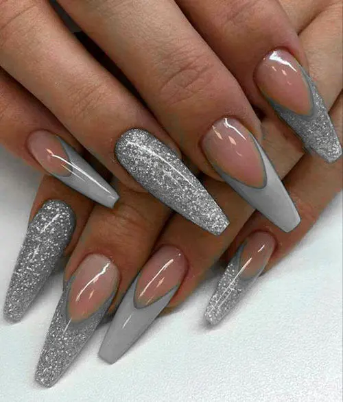 طراحی ناخن با لاک طوسی