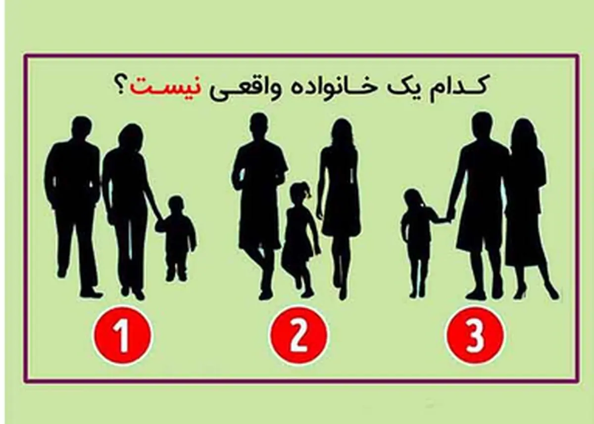 تست شخصیت شناسی| کدام مورد یک خانواده واقعی را نشان نمی‌دهد؟ 