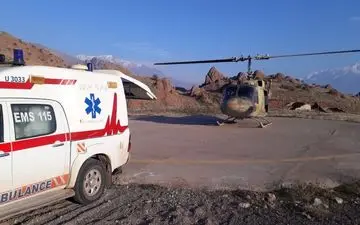 انتقال یک بیمار از الموت به قزوین با اورژانس هوایی