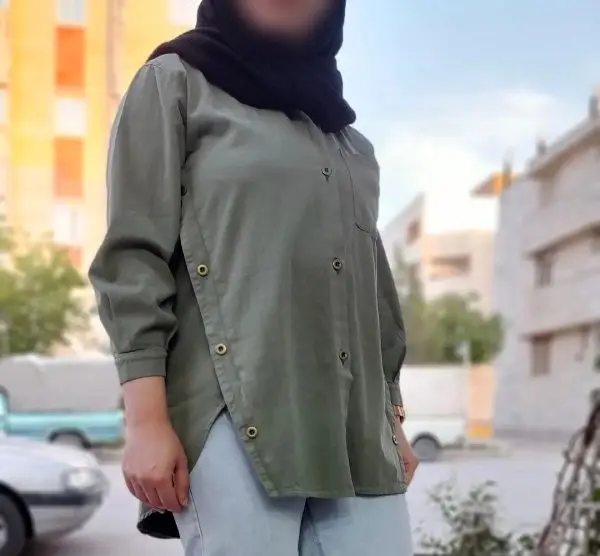 مدل شومیز کتان برش خورده دکمه دار