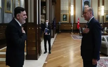 دیدار رئیس دولت وفاق ملی لیبی با اردوغان در آنکارا