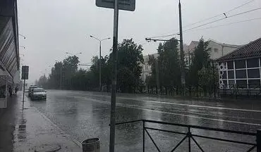 بارش شدید باران در کازان قبل از دیدار ایران اسپانیا