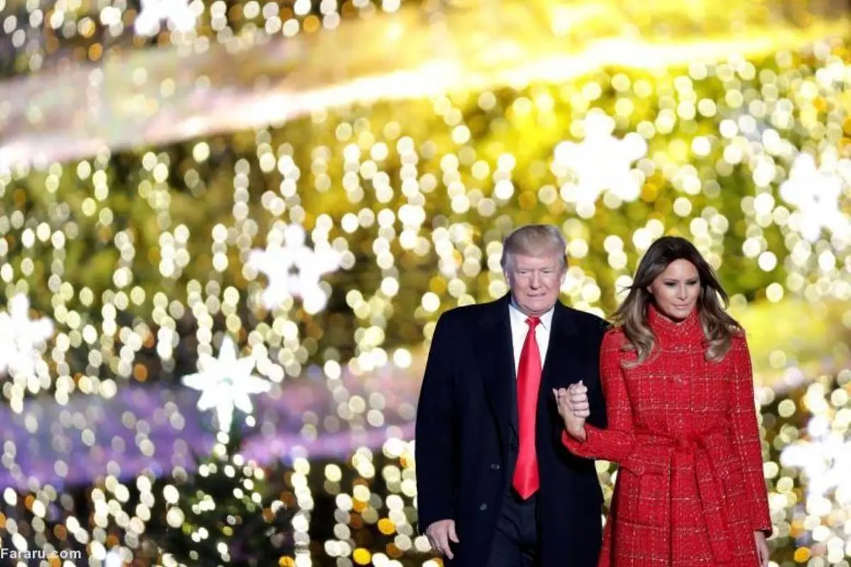 روشن شدن درخت کریسمس با حضور ترامپ