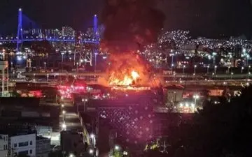 حریق در انبار ارتش آمریکا در کر‌ه جنوبی + ویدئو