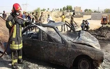 فوت ۲ نفر در تصادف با پراید سوخت‌کش در جاده میناب