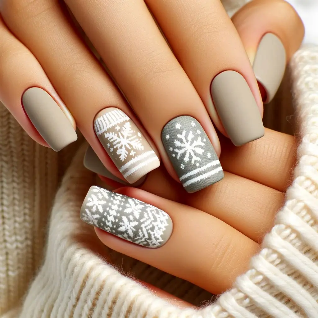 nails-with-snowflake-sweater-patterns