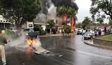 آتش گرفتن منازل مسکونی پس از سقوط هواپیما + فیلم 