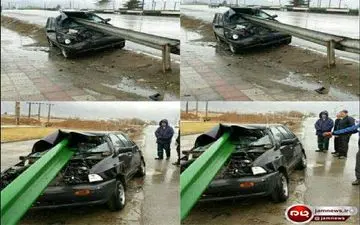 صحنه ای وحشتناک / پراید دو نیم شد و خدا به صاحبش رحم کرد! + عکس