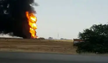 انفجار لوله نفت در خوزستان با ضربه بیل مکانیکی