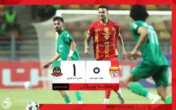 خلاصه بازی فولاد 0 - شمس آذر قزوین 1 + ویدئو