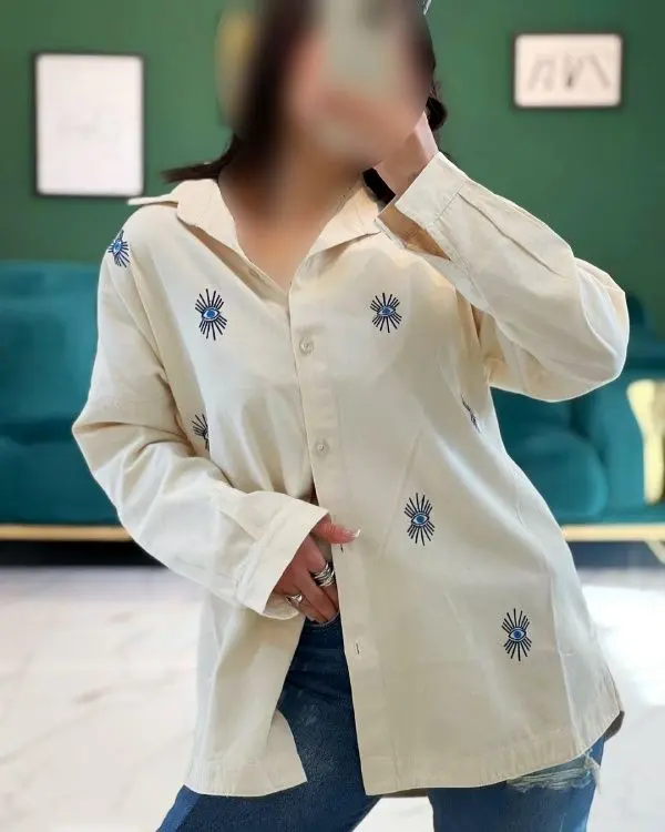 شومیز کتان طرح دار