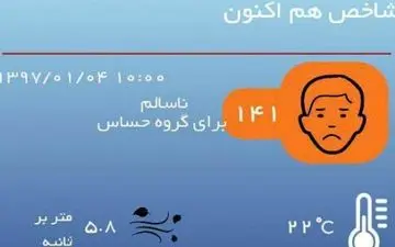 هوای تهران در شرایط ناسالم قرار گرفت